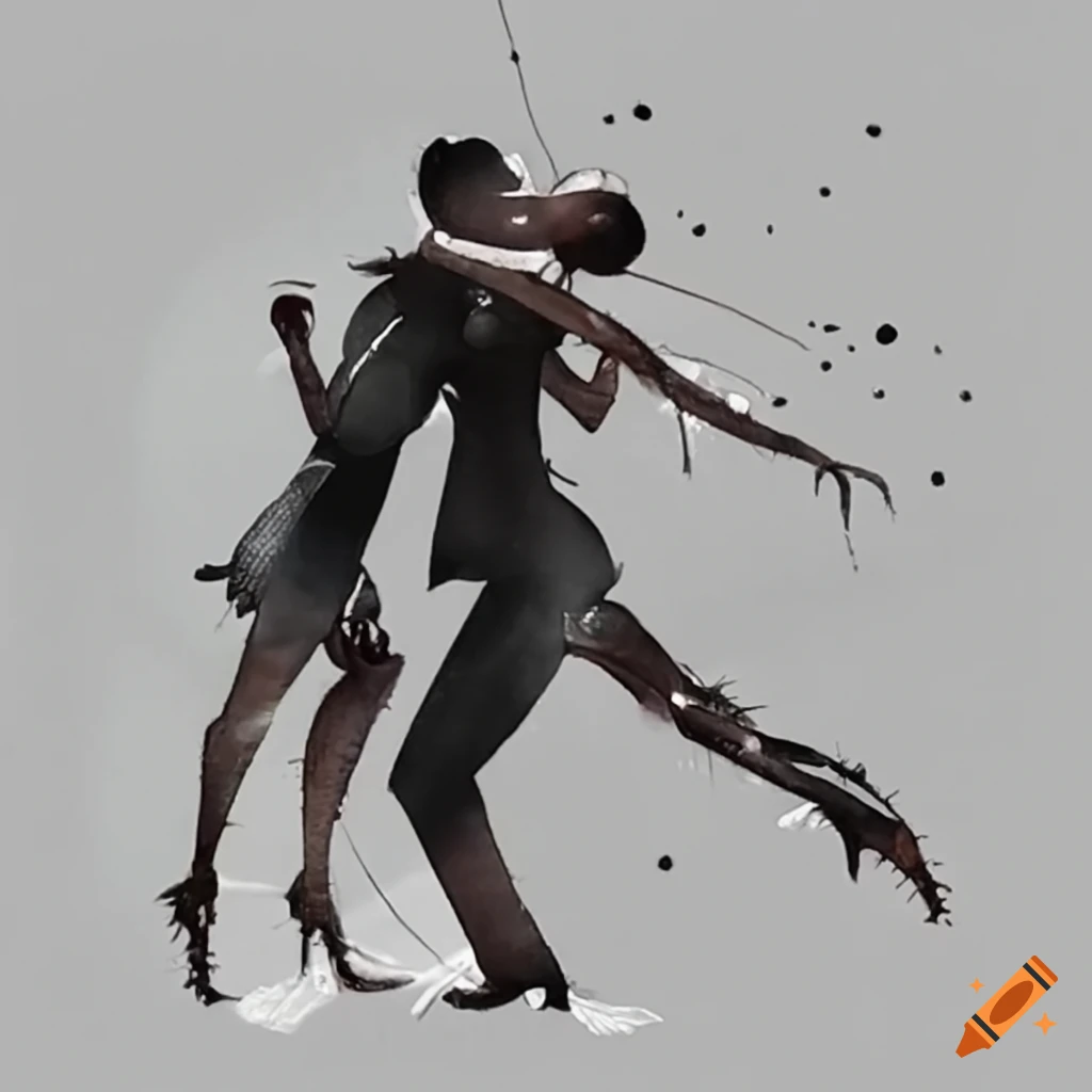 Image of two cockroaches dancing tango on Craiyon