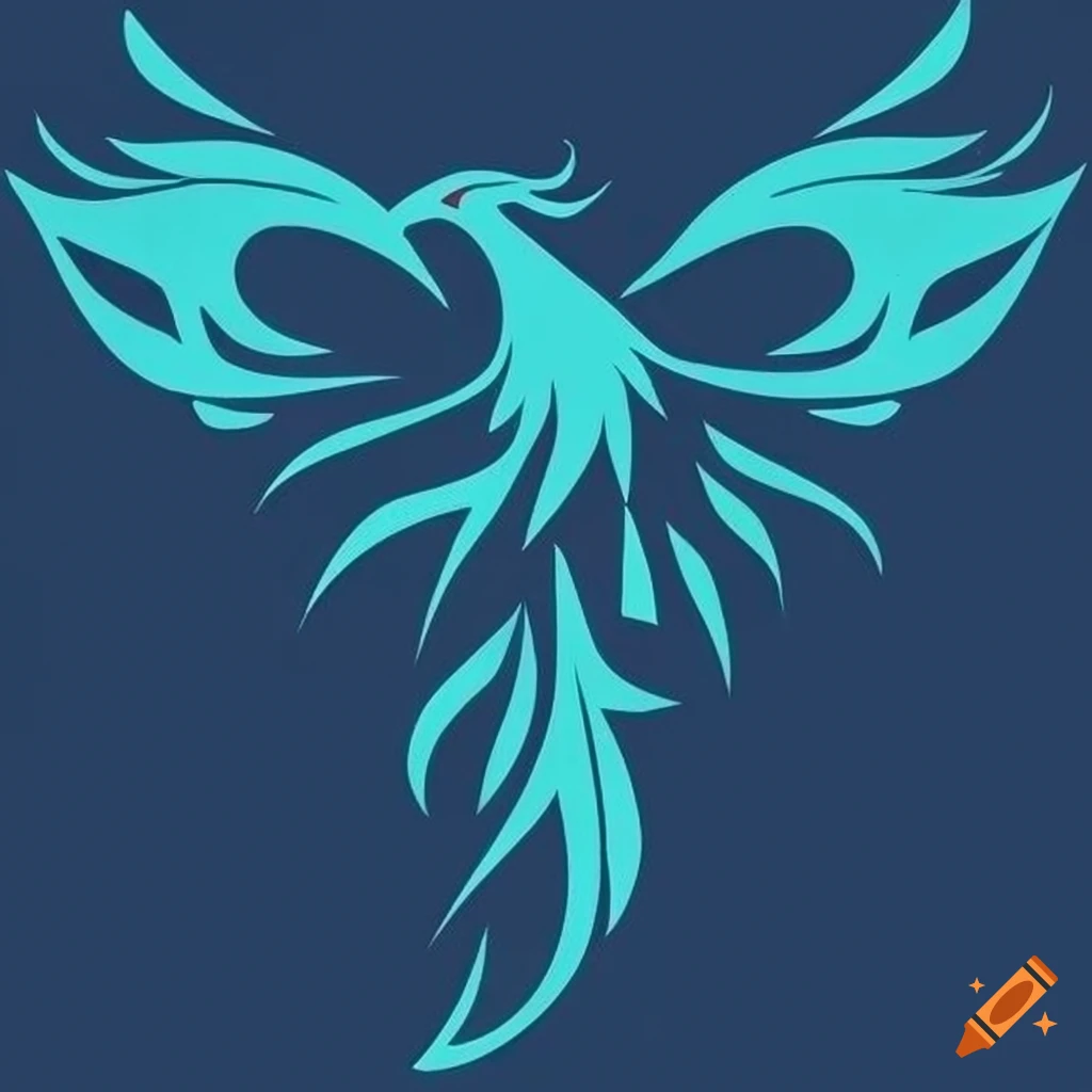 Bird with wings spread rising phoenix logo blue Vector Image
