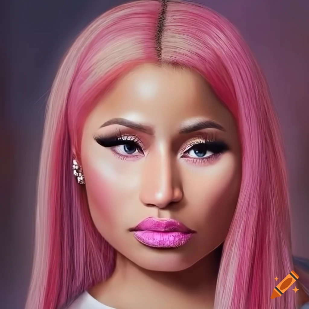 Closeup portrait of nicki minaj with pink braided hair