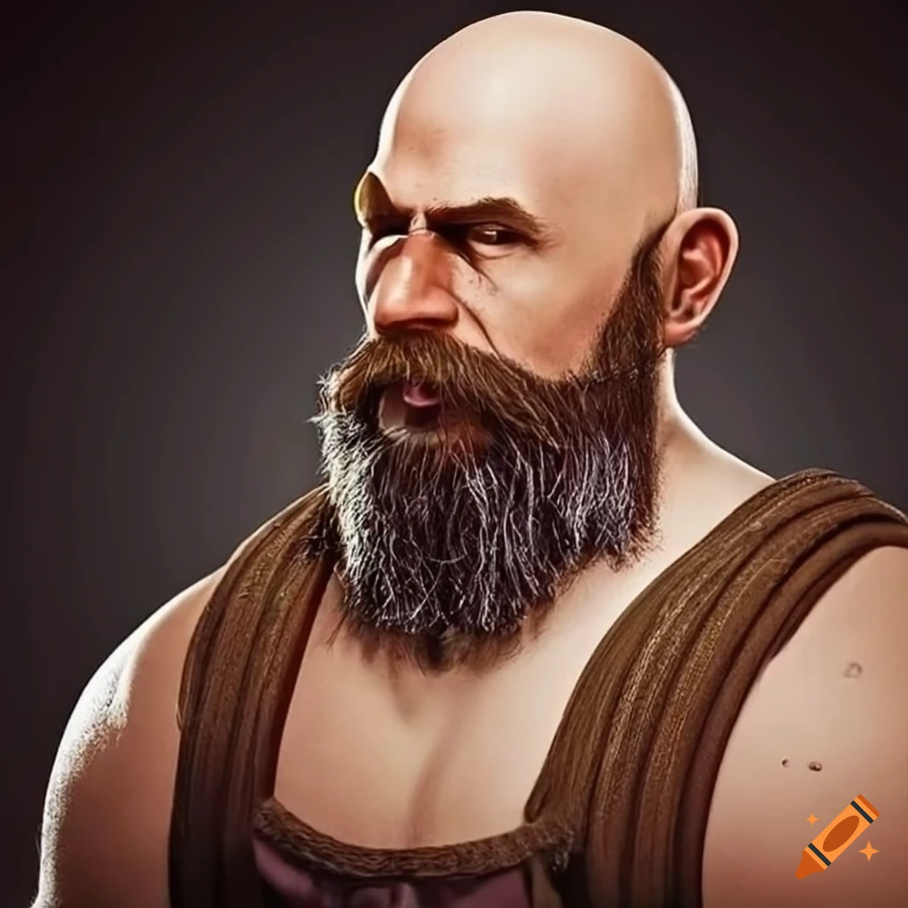 Strong man with a white beard and bald head