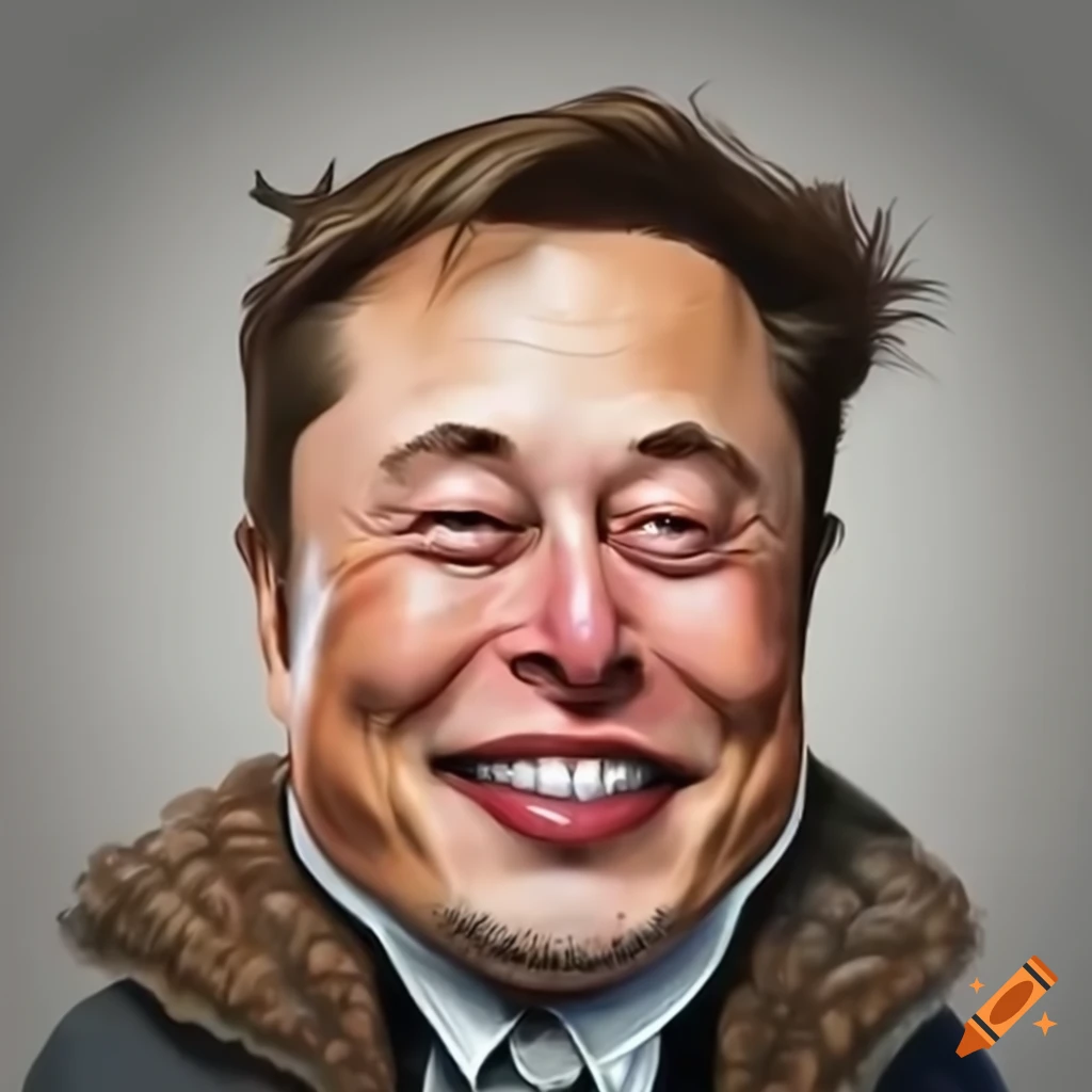 Caricature Of Elon Musk With A Slight Smile On Craiyon