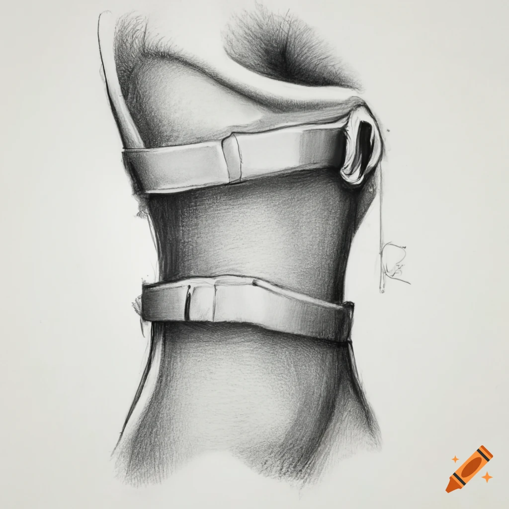 Detailed sketch of a boston brace for scoliosis correction on Craiyon