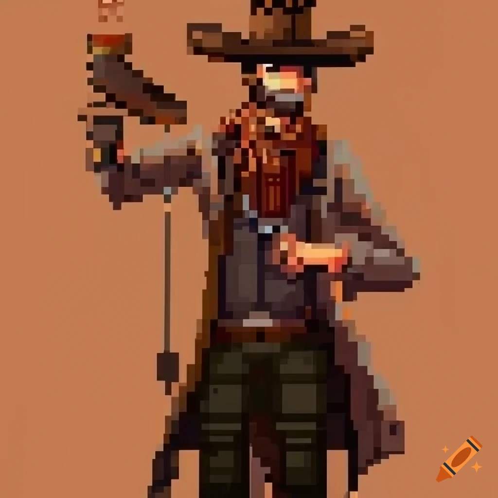 pixelart of a wild west bartender