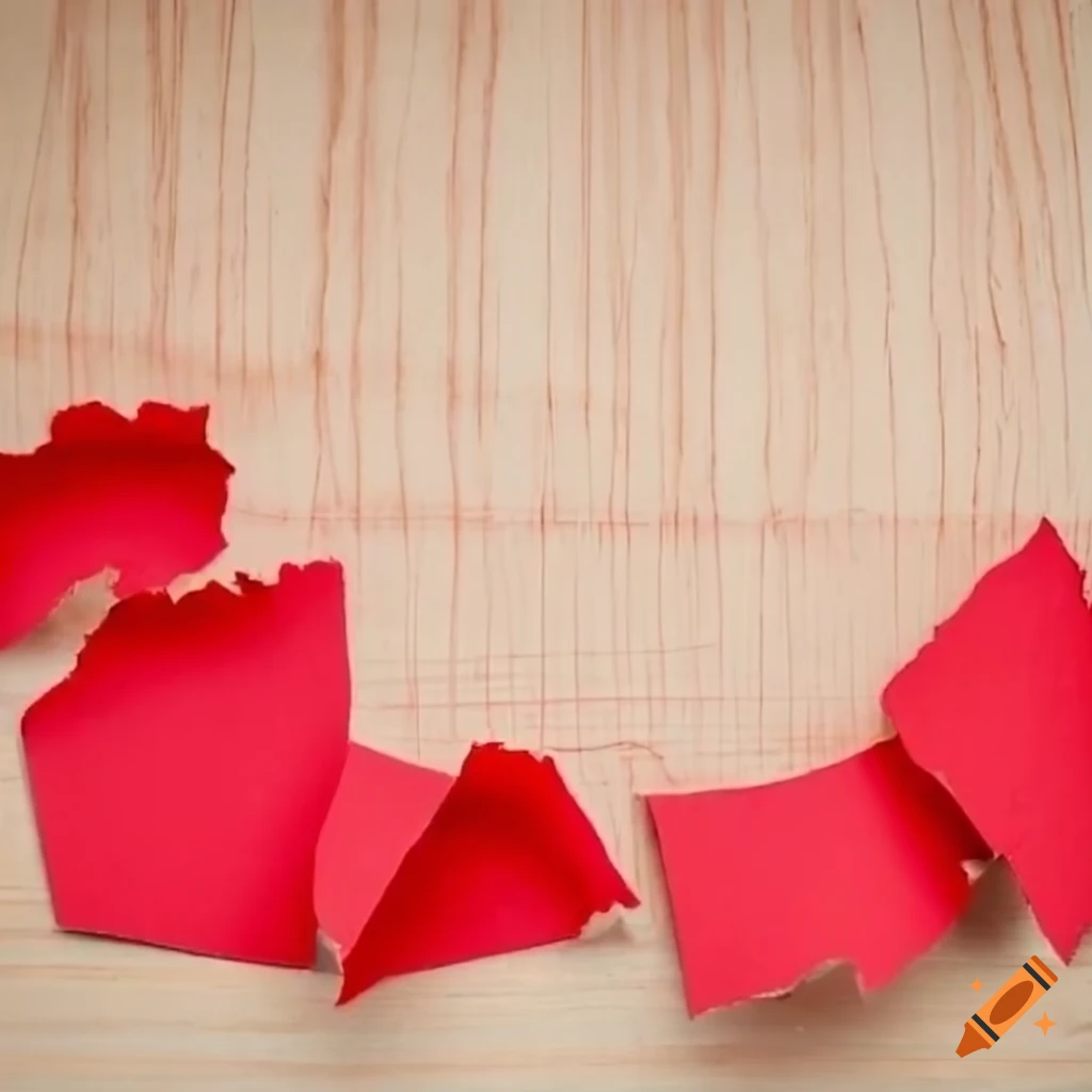 red-torn-paper-art-on-a-table
