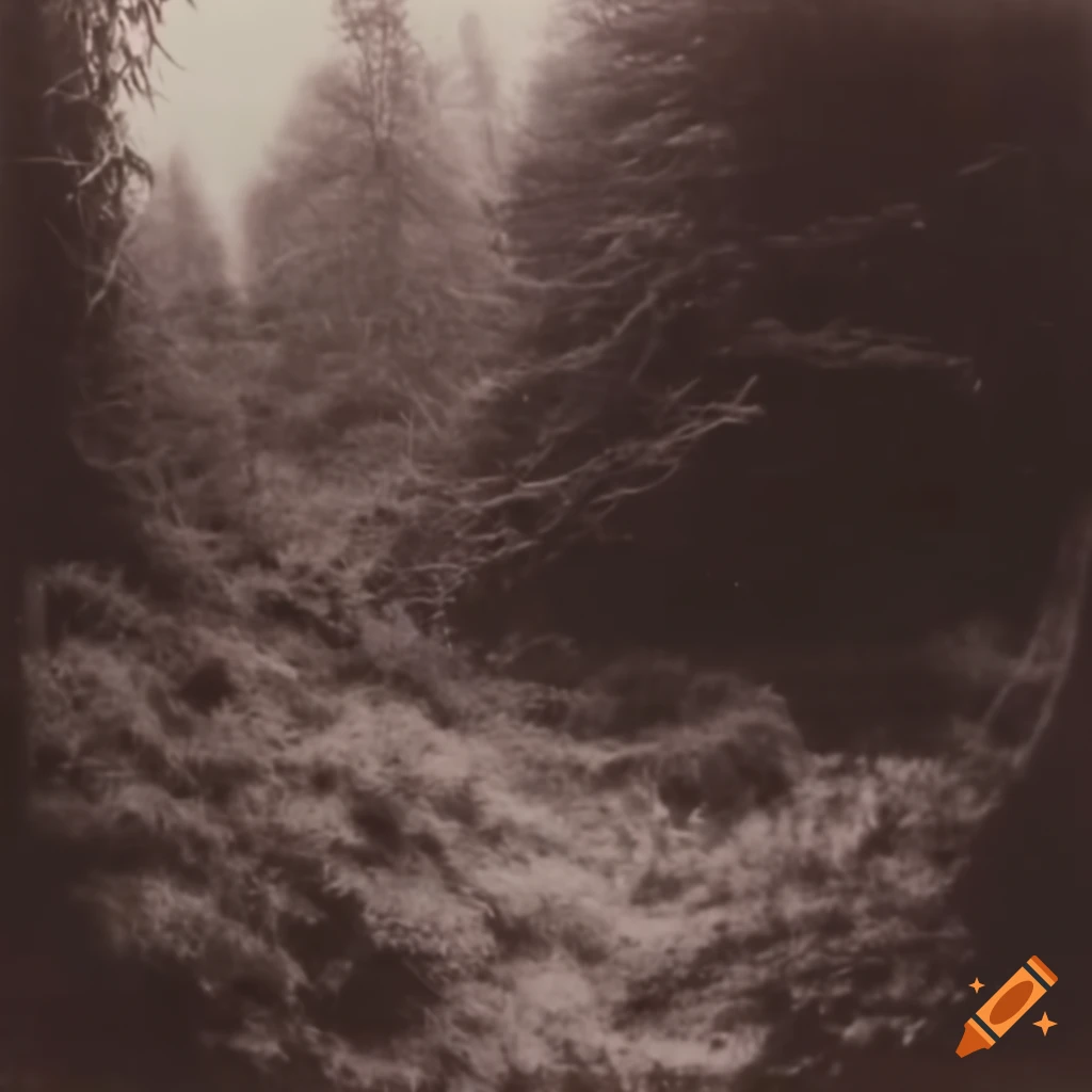 moody film-style landscape with withered flowers and overgrown bushes