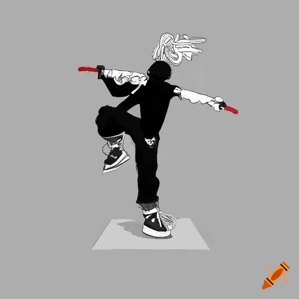graffiti style ninja breakdancer with katana