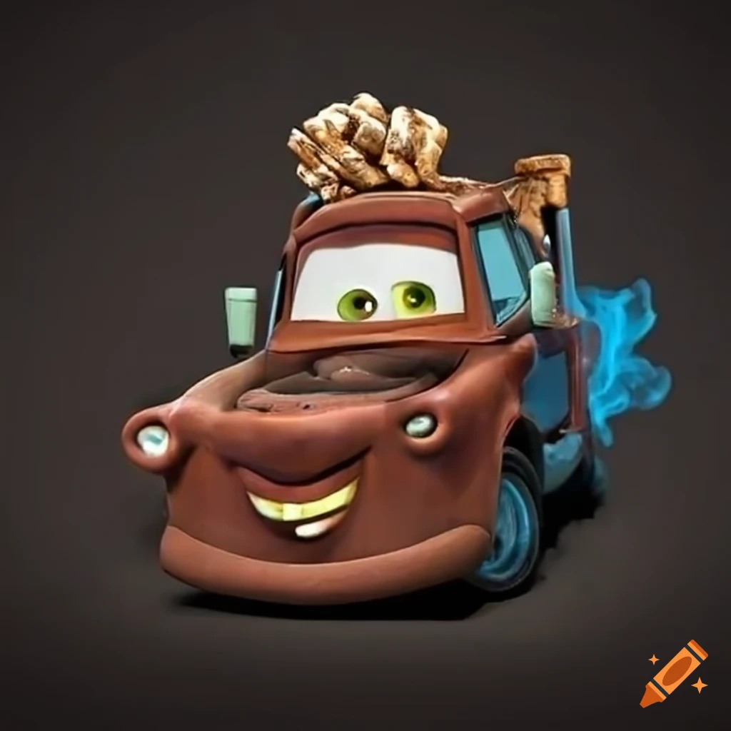 Draw a picture of tow mater from disney pixar's cars movie on Craiyon