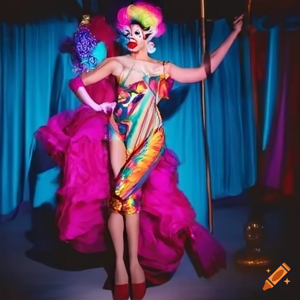 fierce Drag Queen in a vibrant Circus-inspired outfit