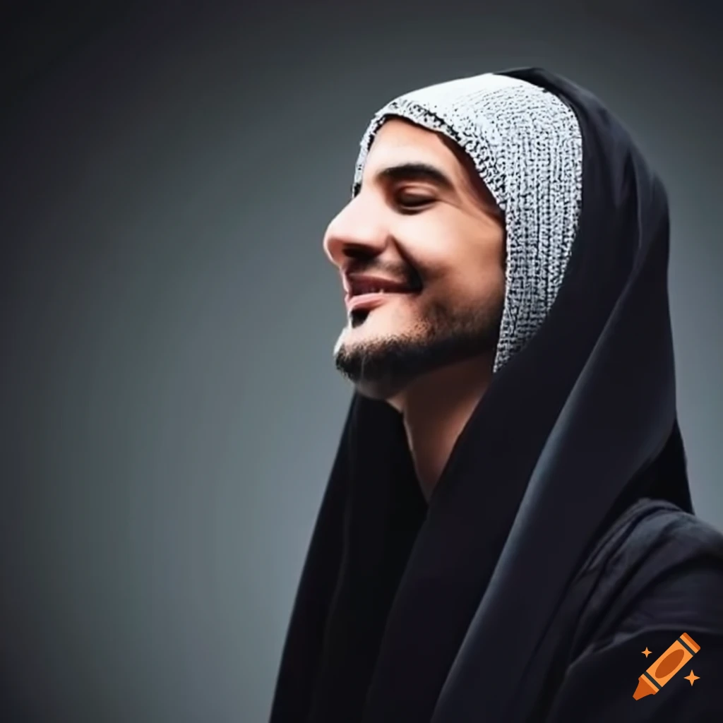 smiling Muslim man with a broken heart