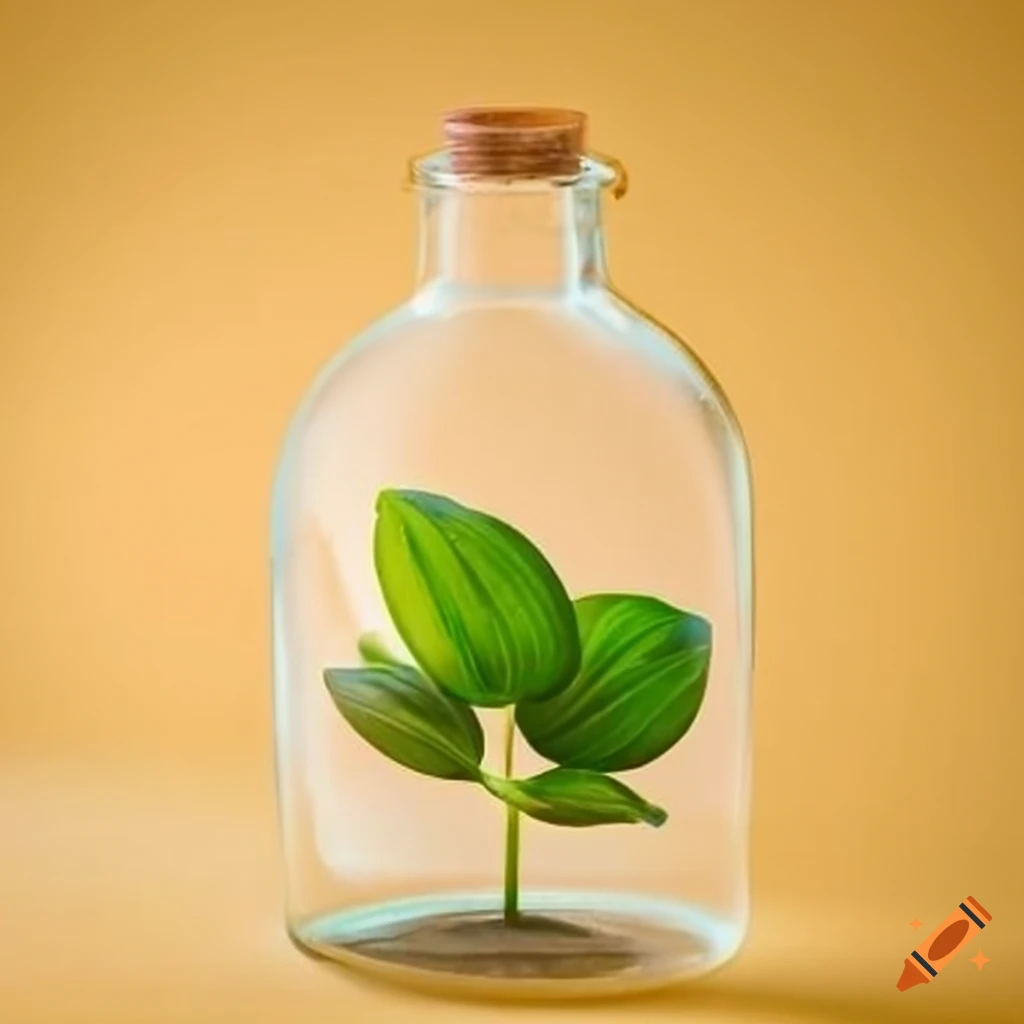 indoor plant growing in a bottle