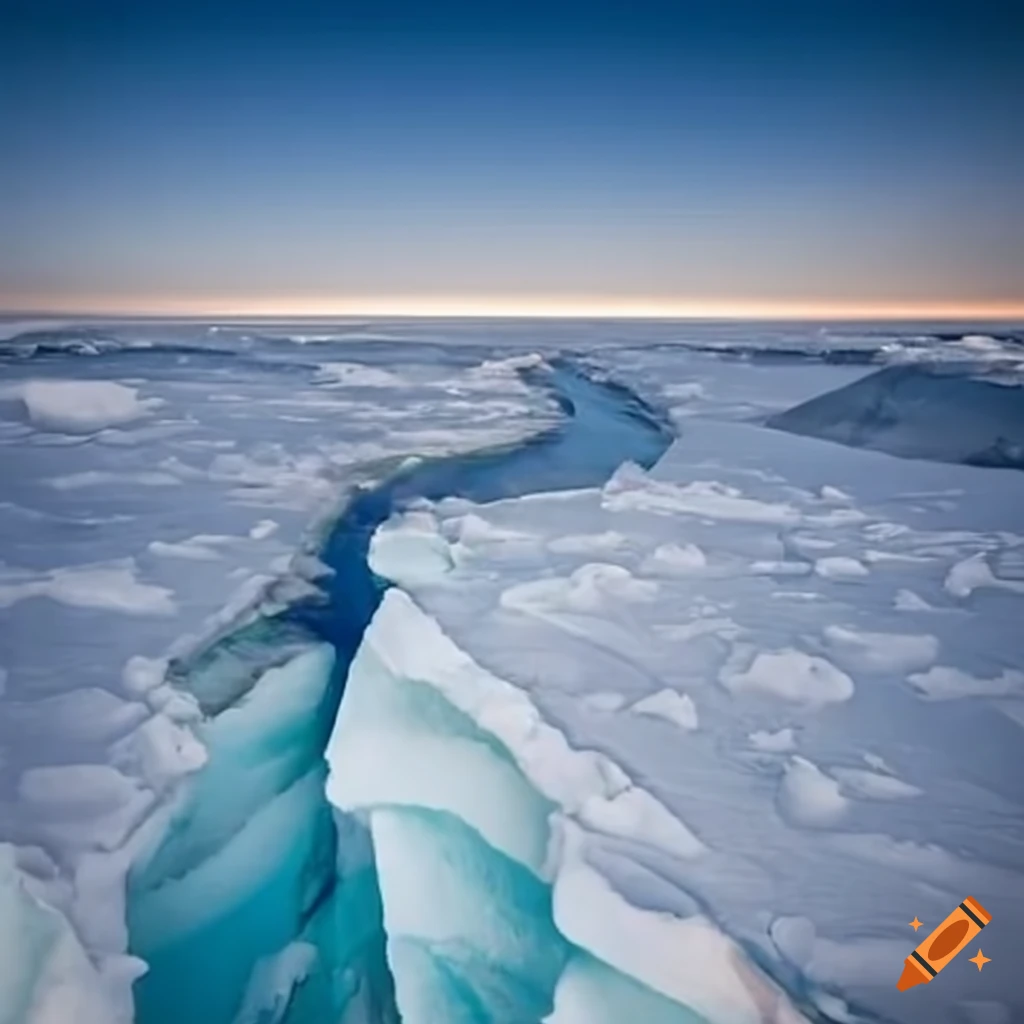 image of an icy tundra crevasse