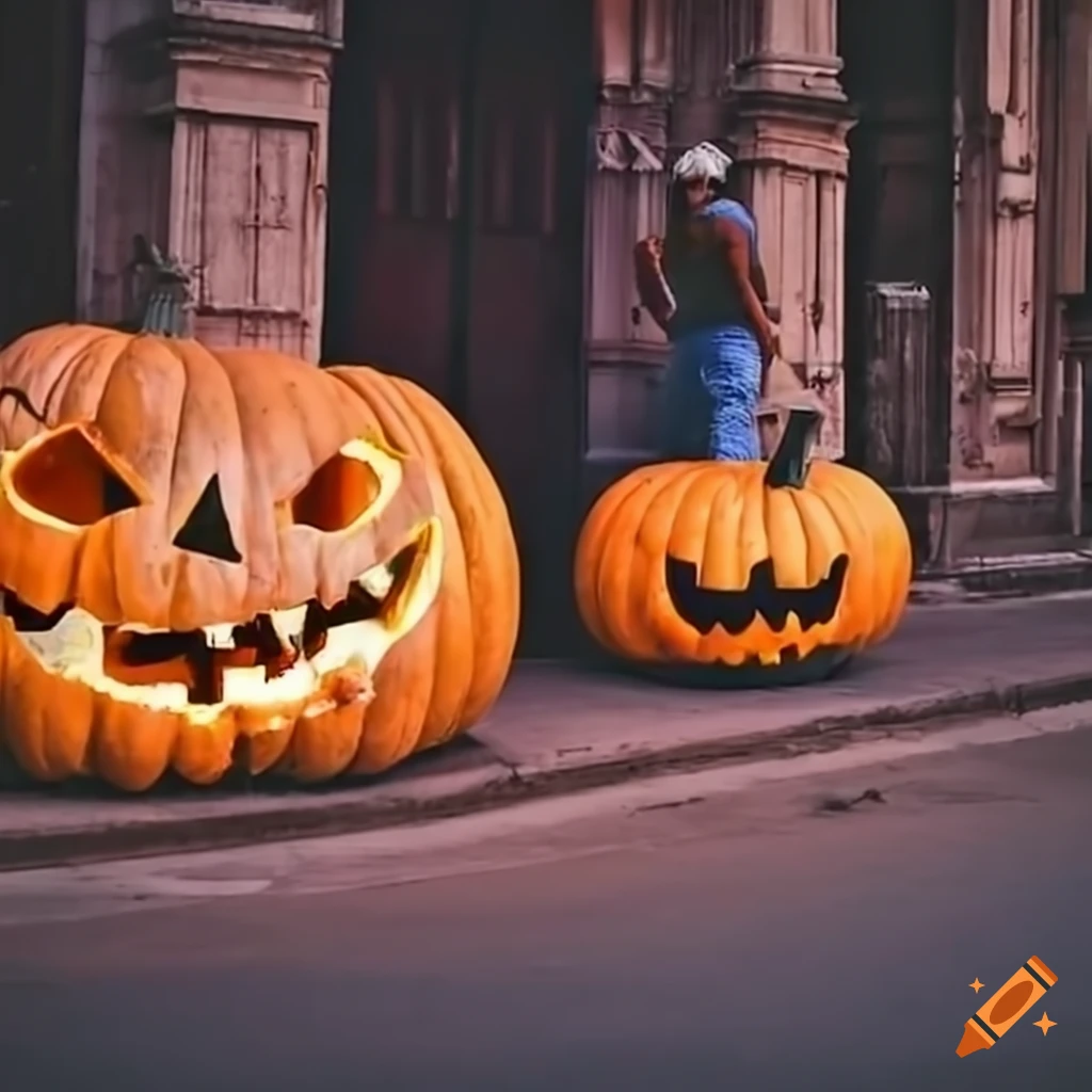 Huge Halloween pumpkins in Havana streets