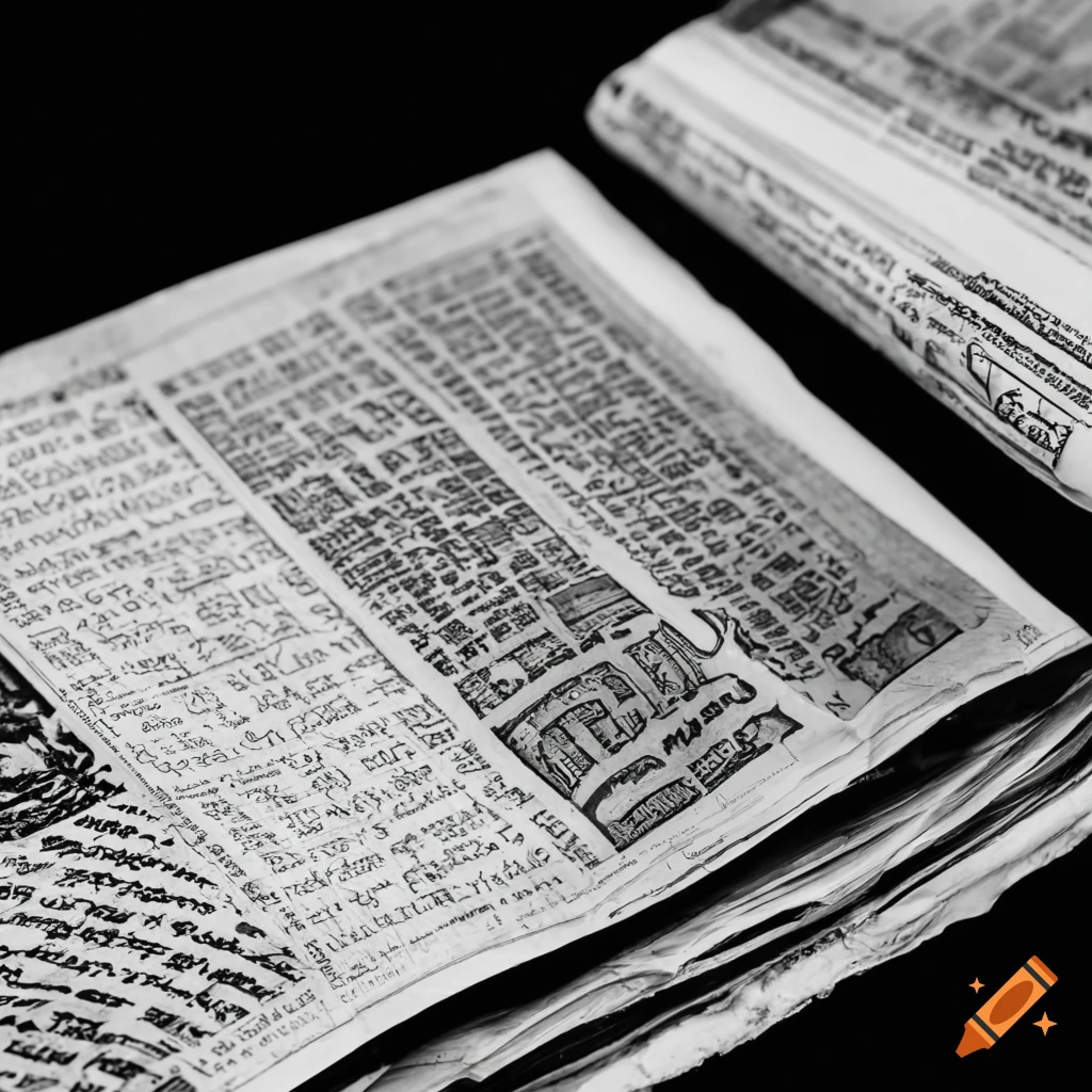 Closeup of a black and white newspaper on Craiyon