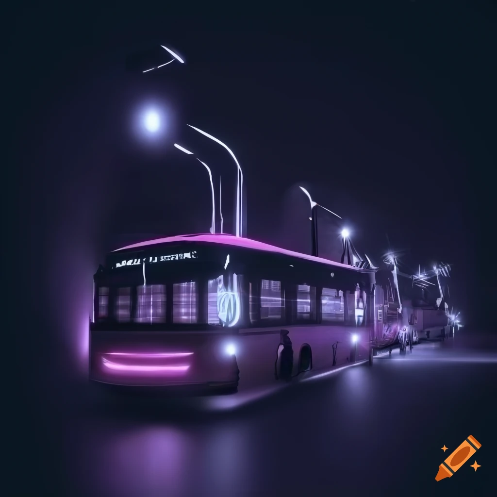 Neon lights around an ikarus 260 bus