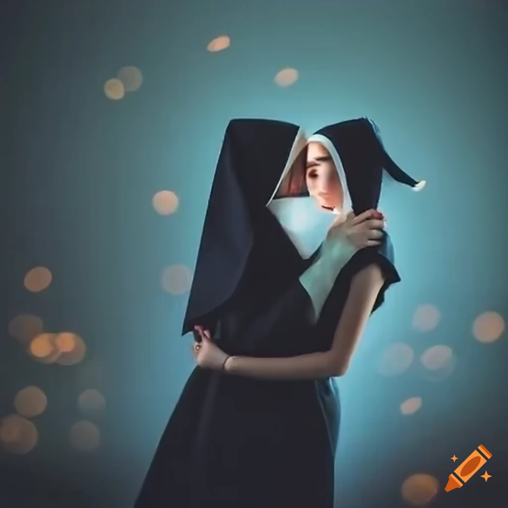 teenage girl greeting man, woman, and nun