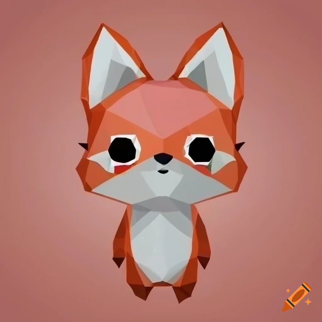 kawaii low poly fox illustration