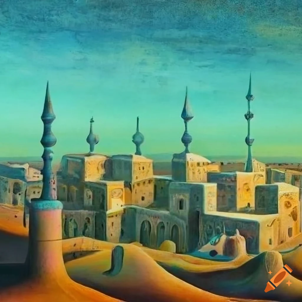 medieval persian desert city artwork