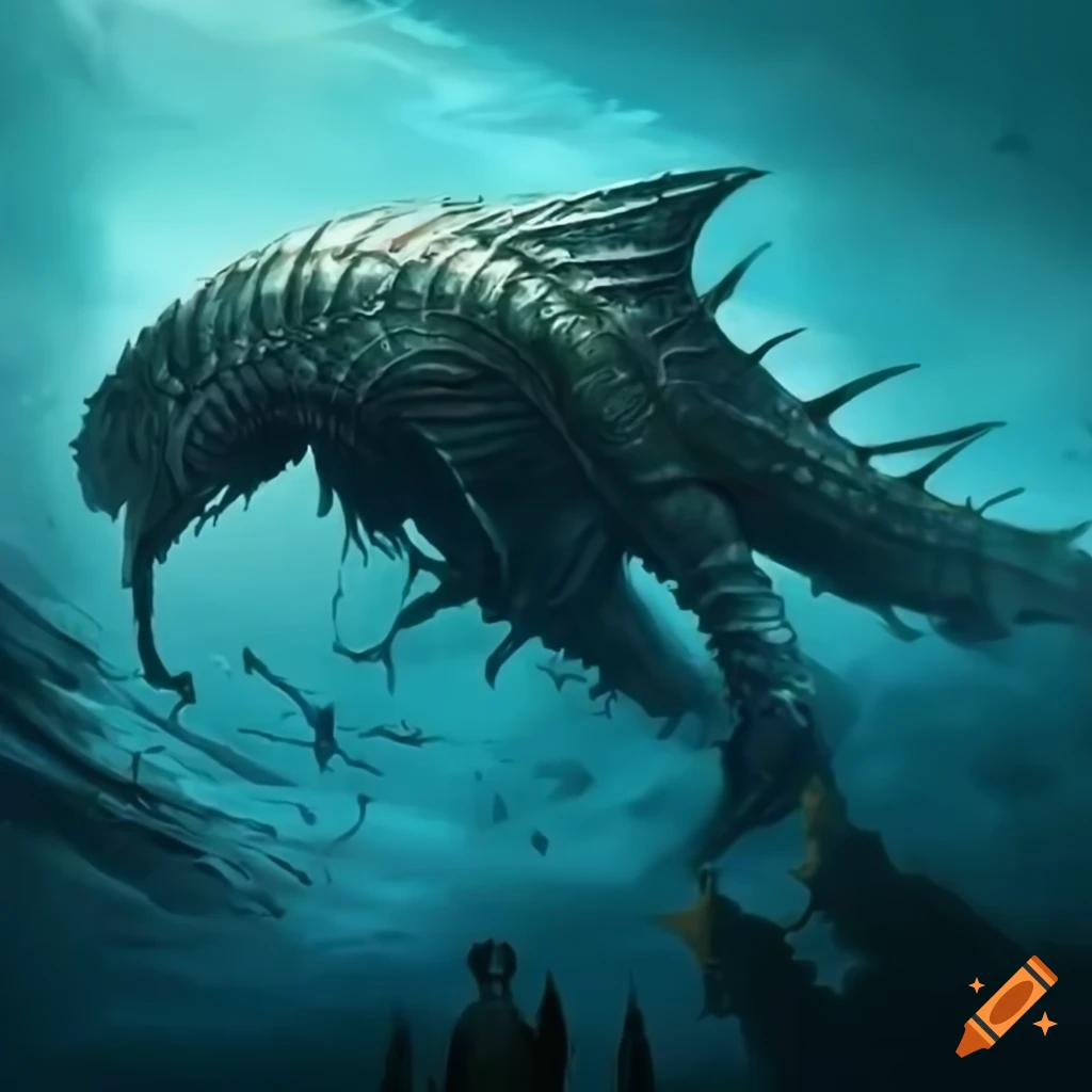 2d artwork of the mythical creature leviathan on Craiyon