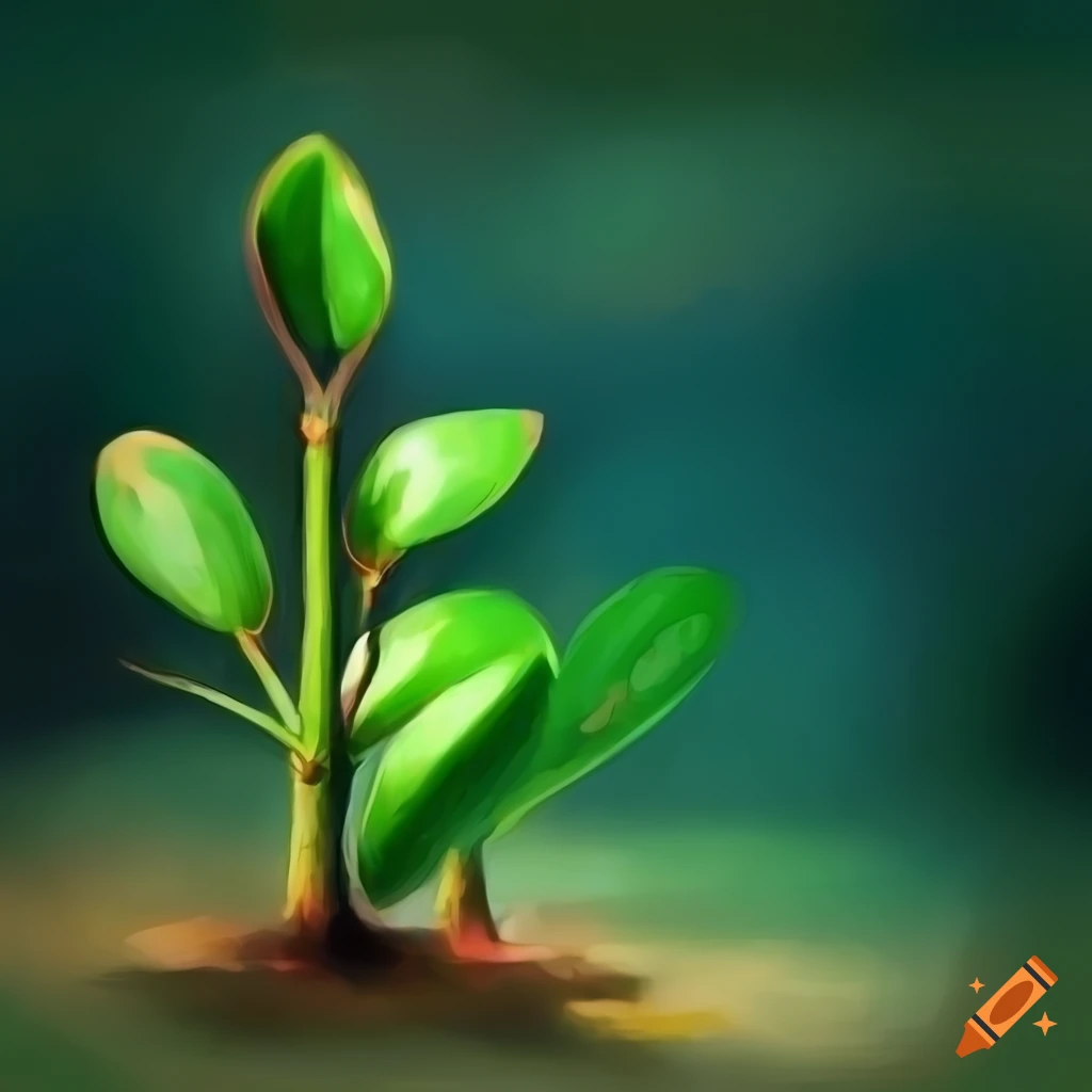 digital painting of a young mangrove seedling
