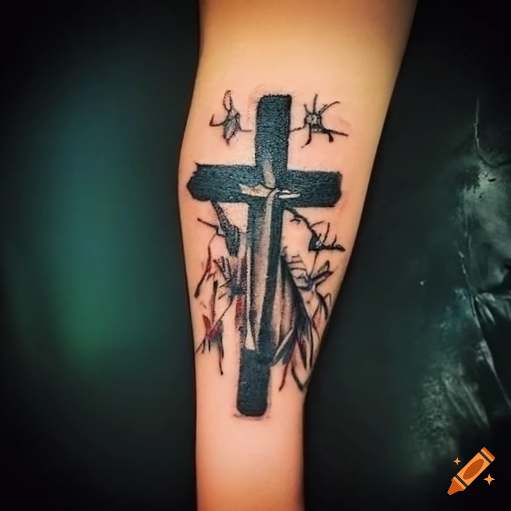 Baroque Cross Black and Grey Tattoo Design – Tattoos Wizard Designs