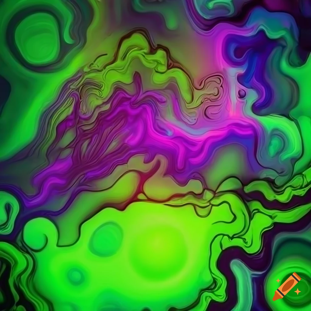 Abstract wallpaper with emerald green, solid white, purple, blue, yellow,  and lime green colors on Craiyon