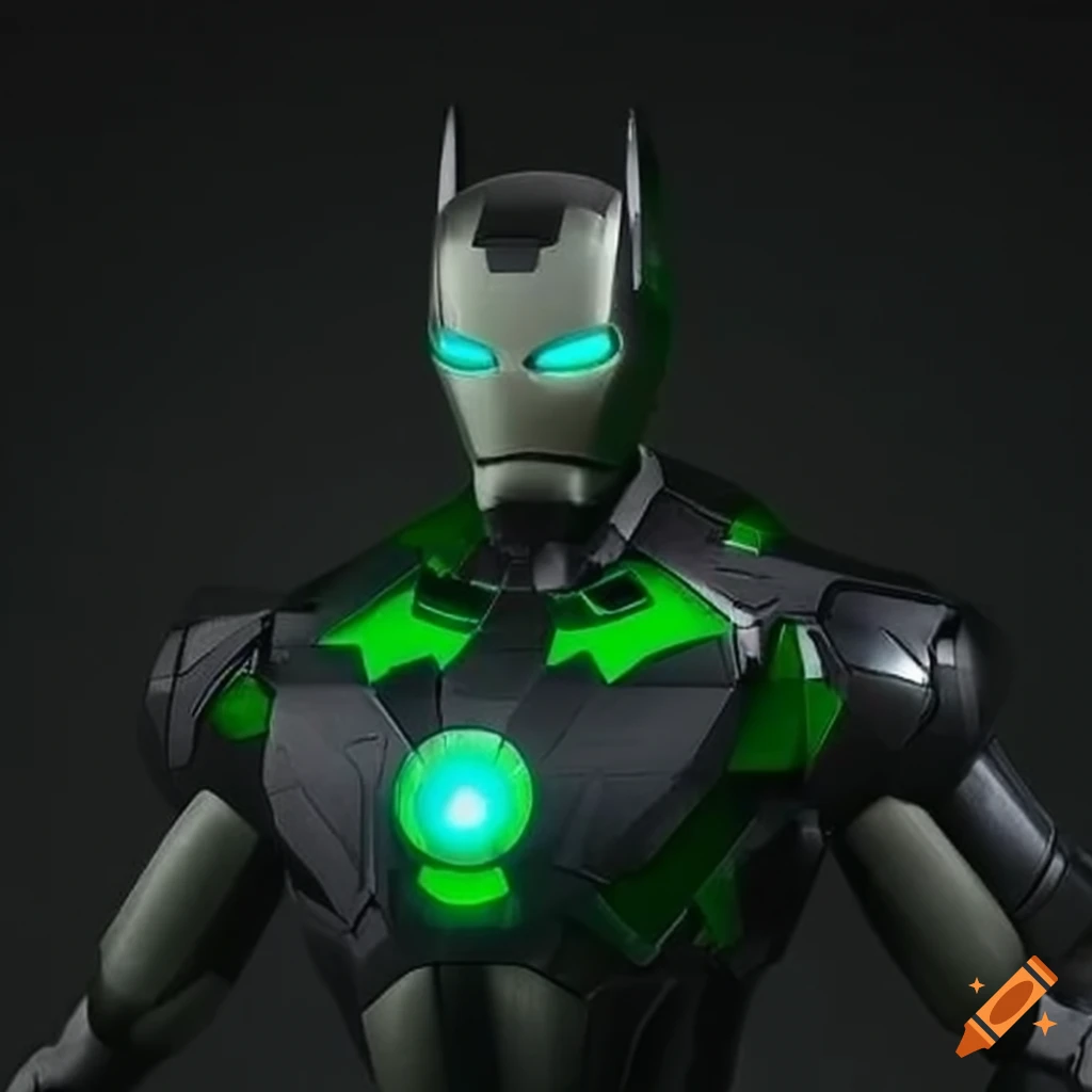 futuristic Ironman and Batman scales with black and green LED lights