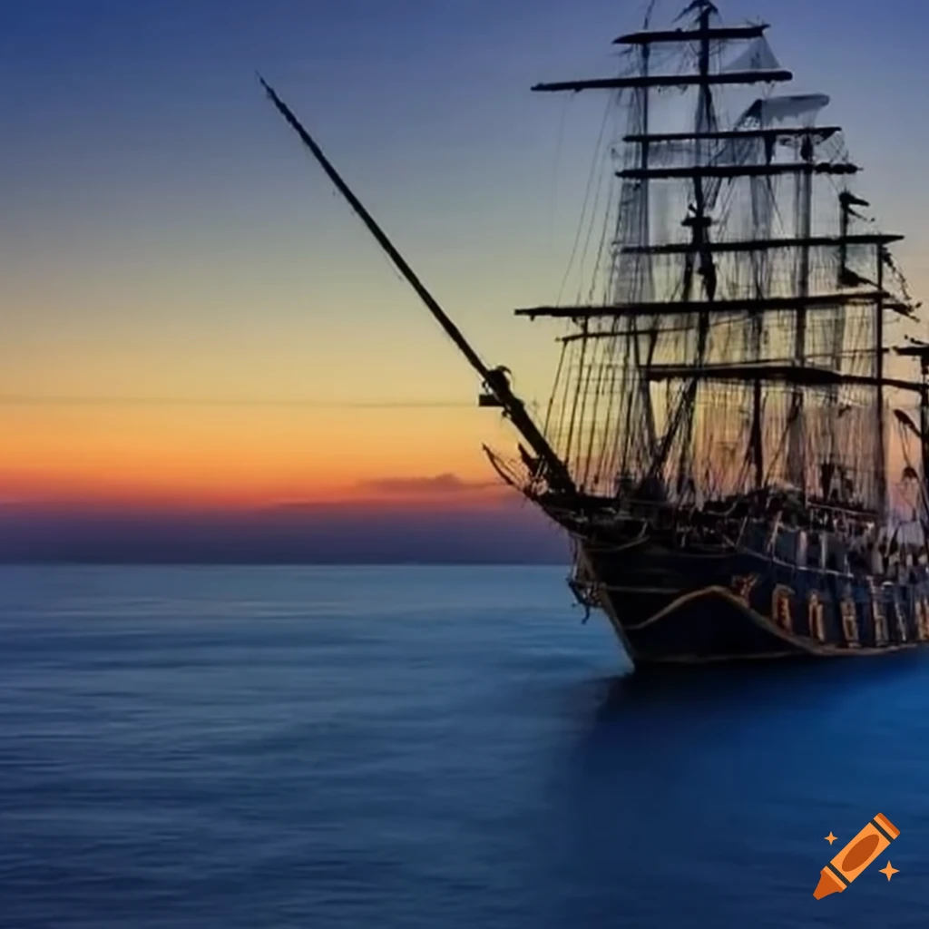 image of a majestic pirate ship sailing the high seas