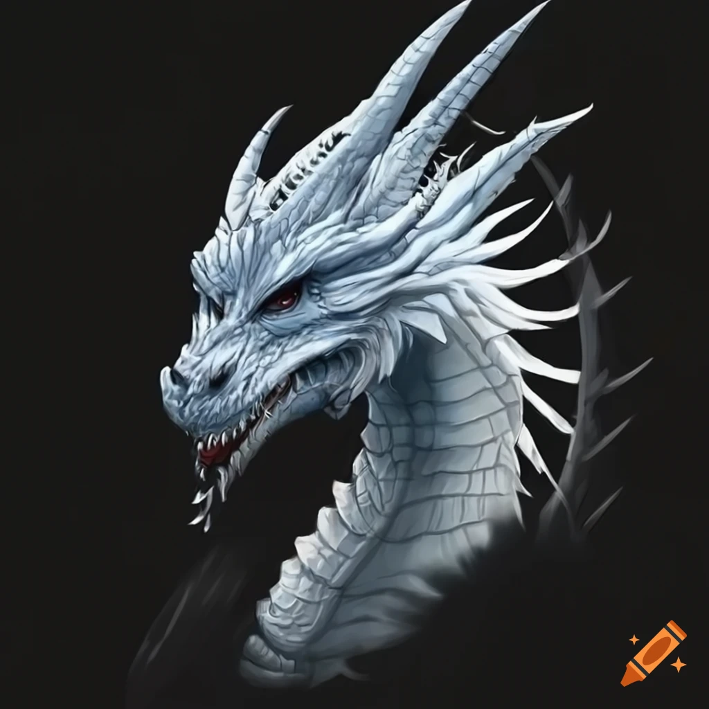 Silver metallic dragon cyber tribal style with cyber tribal details and  white background on Craiyon