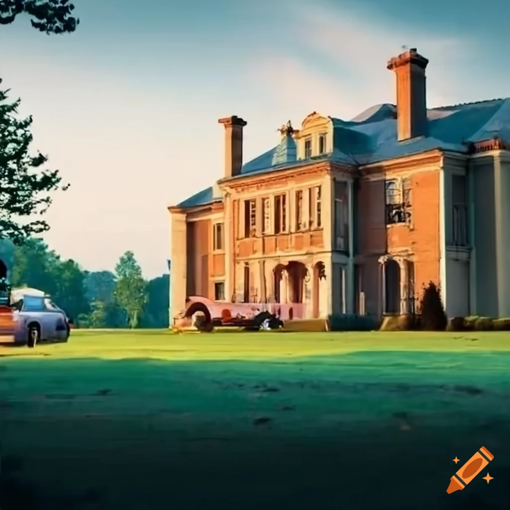 picture of a conversation at a country mansion