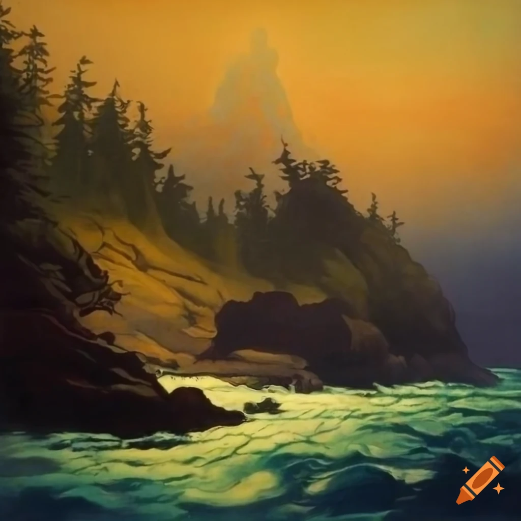 vintage artwork of Northwest Washington coast