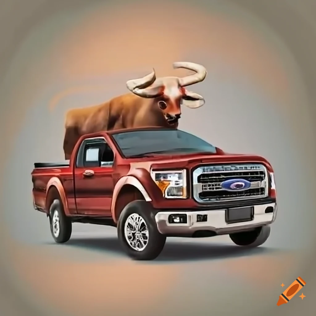 Ox driving a pickup truck