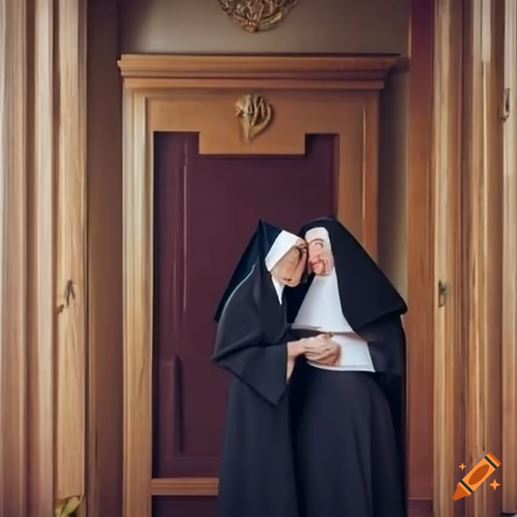 people having a conversation with a nun
