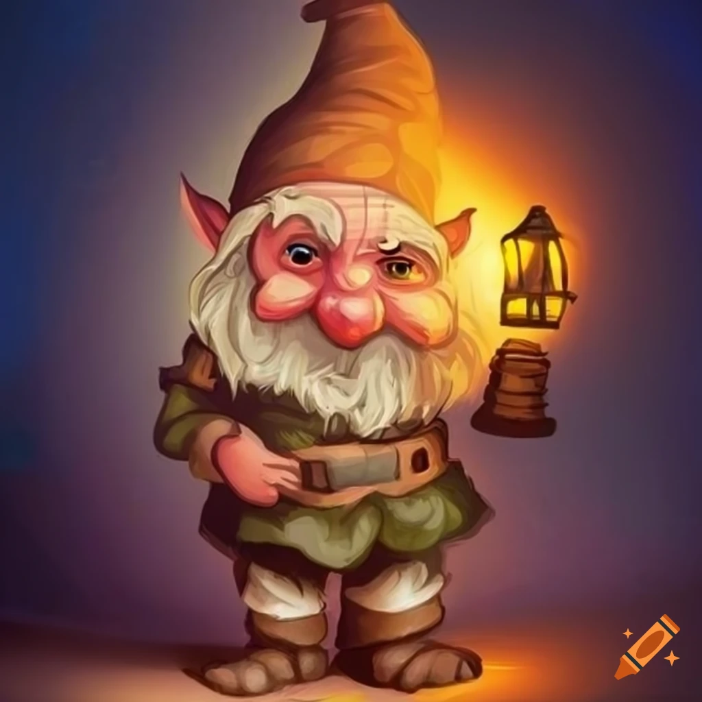 Whimsical Illustration Of A Dwarf With A Glowing Lantern On Craiyon 