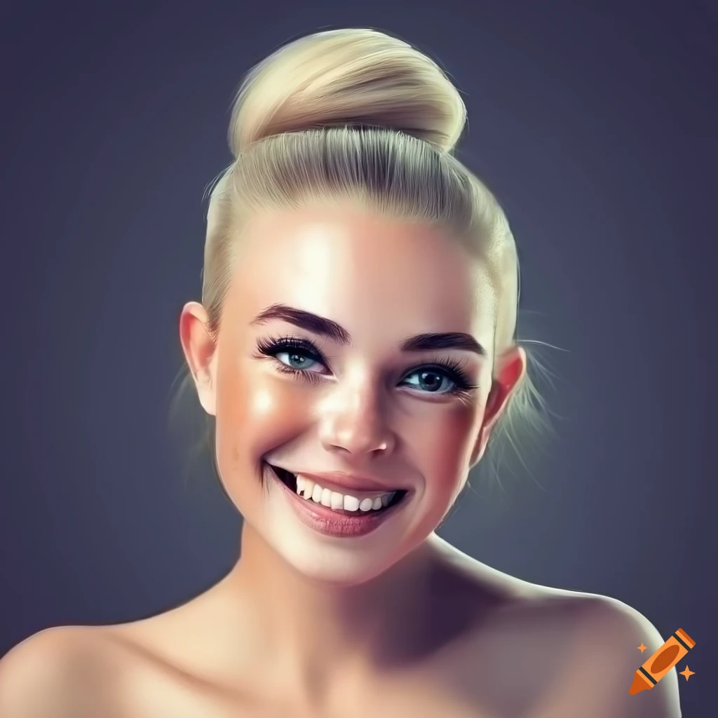 portrait of a young woman with freckles and blonde hair