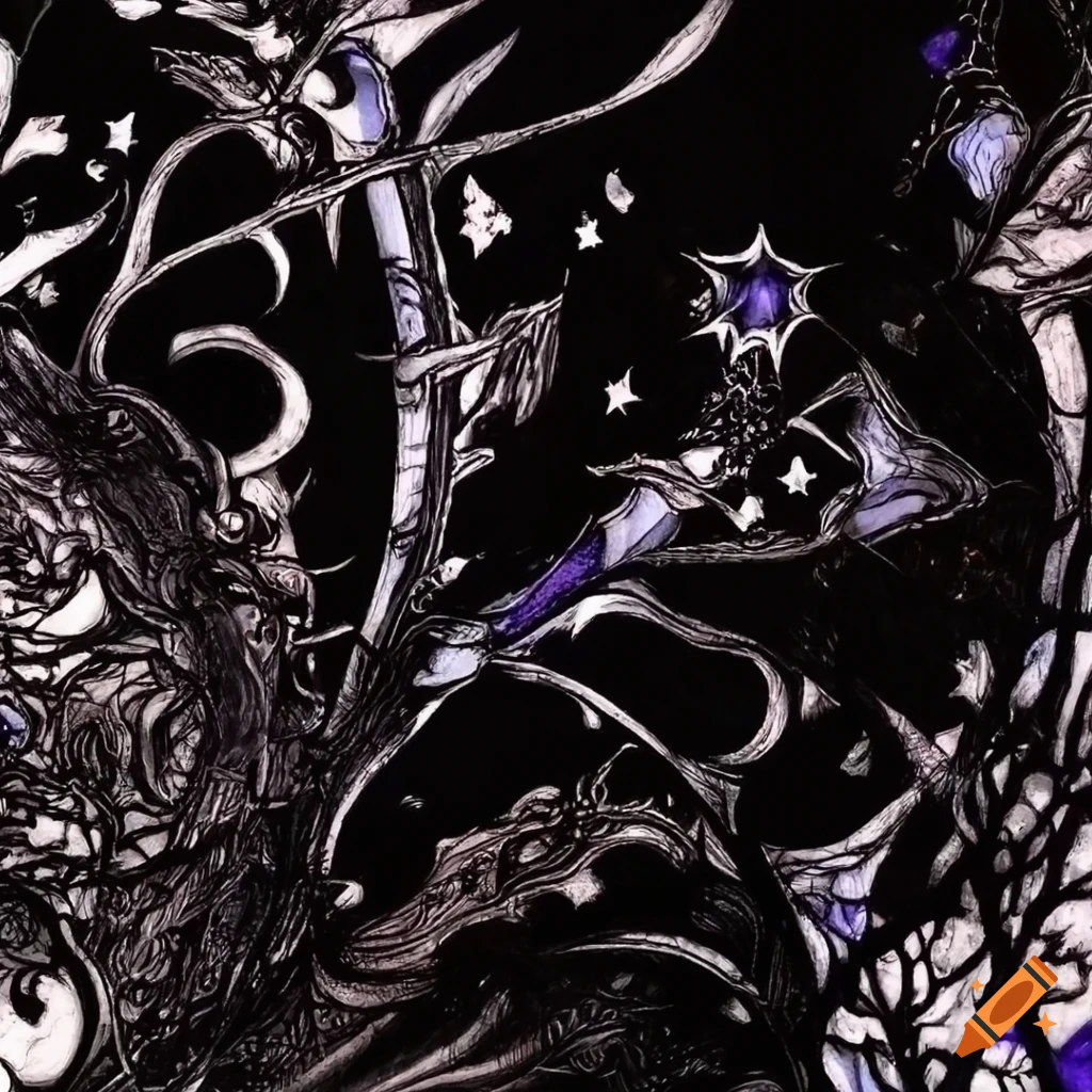 Intricate abstract artwork in the style of yoshitaka amano on Craiyon