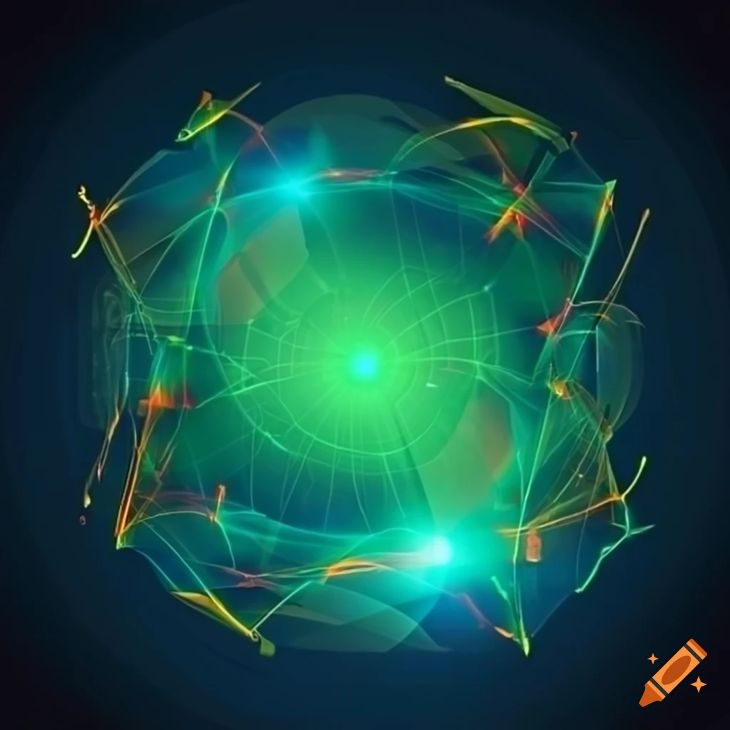 abstract image of green and orange futuristic network