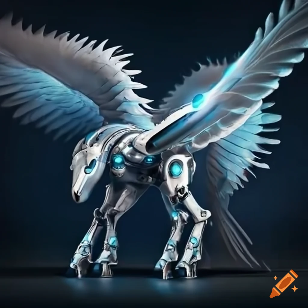 image of a pegasus with robotic wings