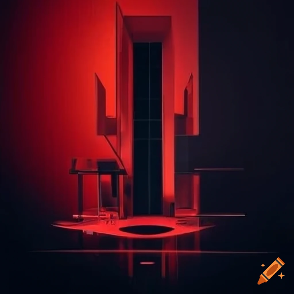 futuristic black and red house