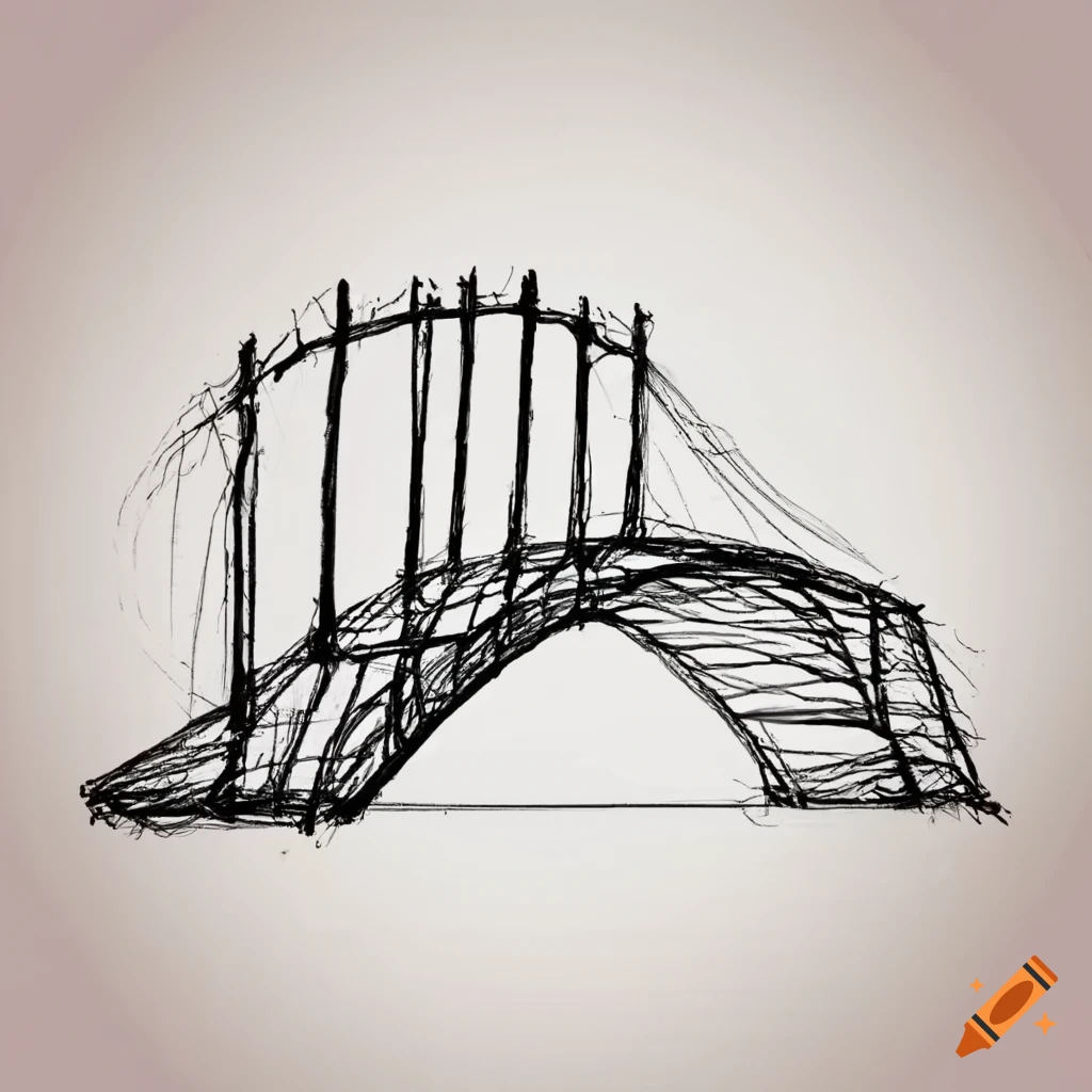 Train On Bridge Editable Outline Sketch Illustration Stock Illustration -  Download Image Now - iStock