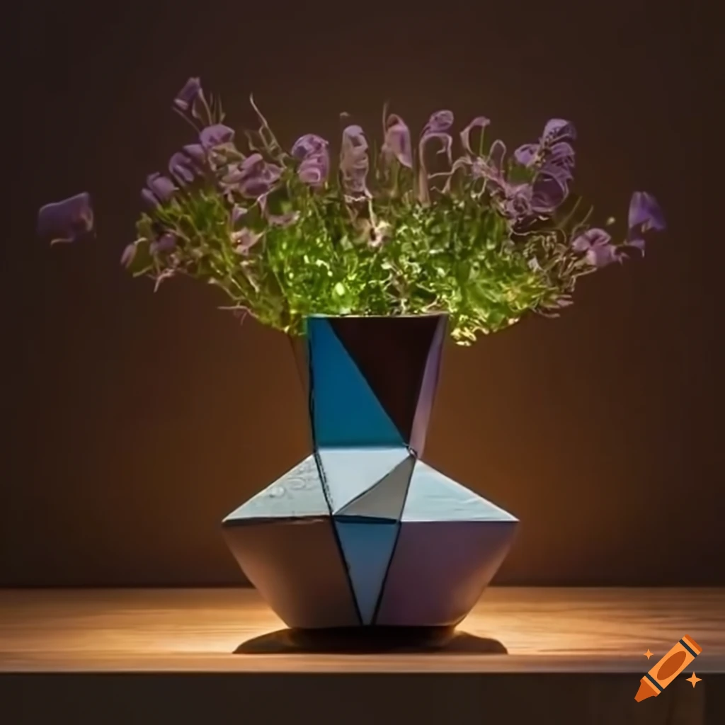cubist vase with dramatic lighting