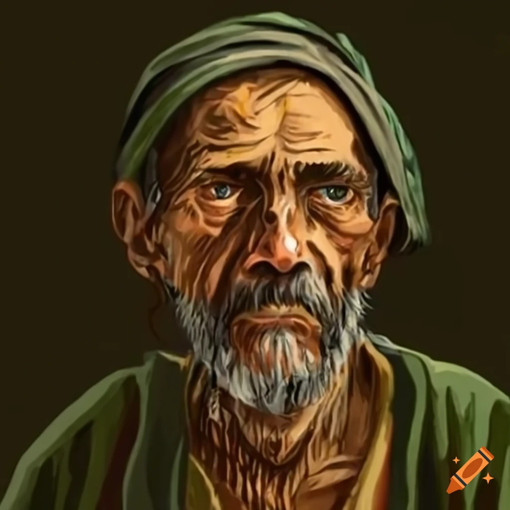 Portrait Of A Hungry Peasant In The Forest