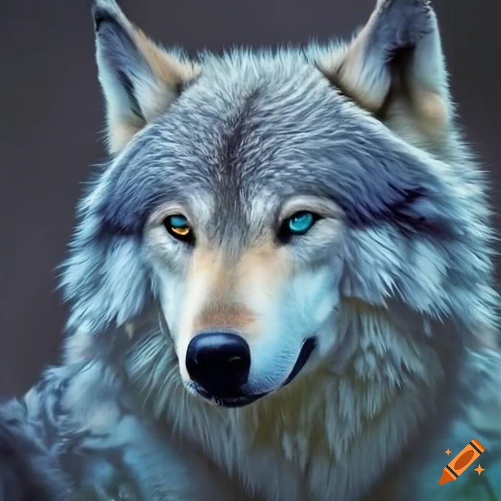 White alpha wolf with magical blue eyes