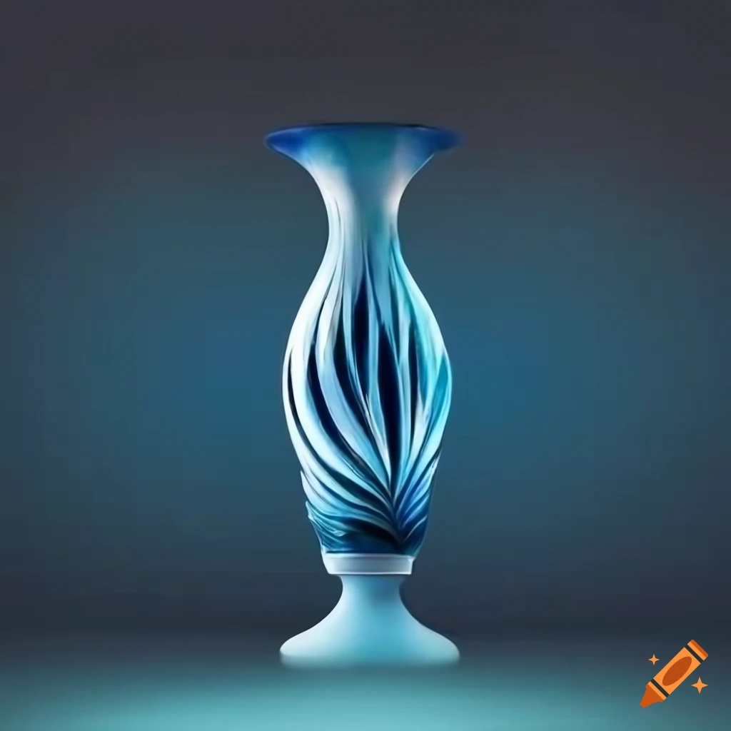 photo of a beautiful art deco vase with dramatic blue lighting