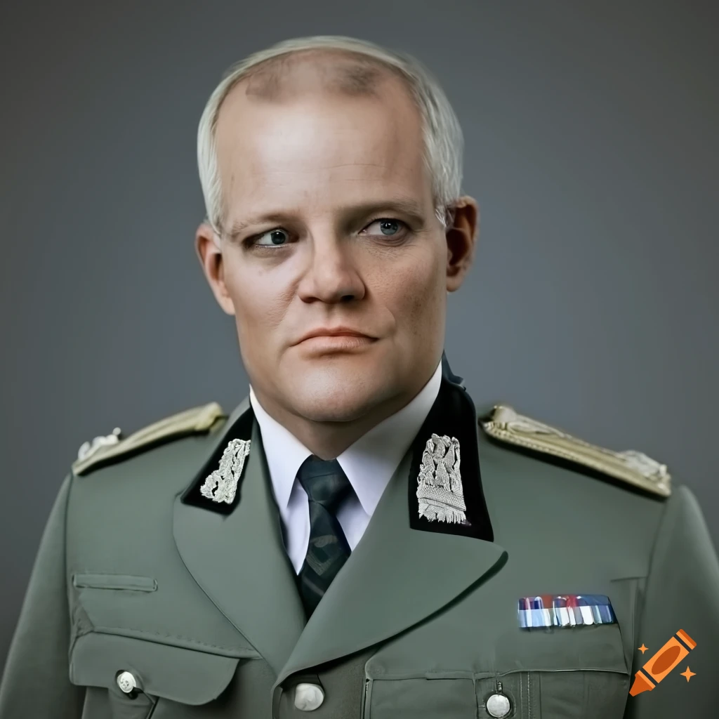 portrait of Scott Morrison in a military uniform