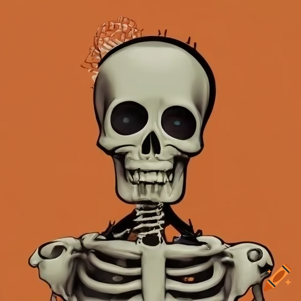 funny Halloween invitation with a skeleton and other creatures