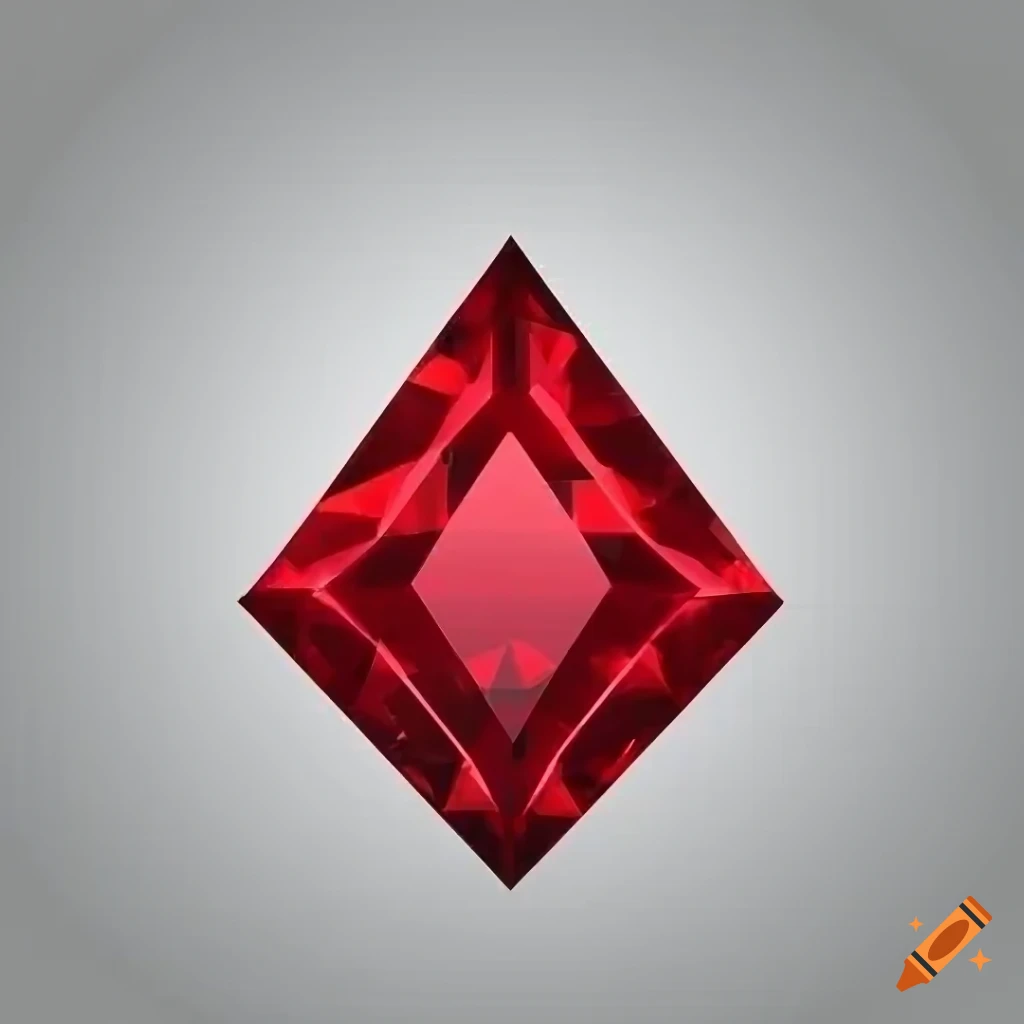 white background red diamond shape ruby gem icon logo