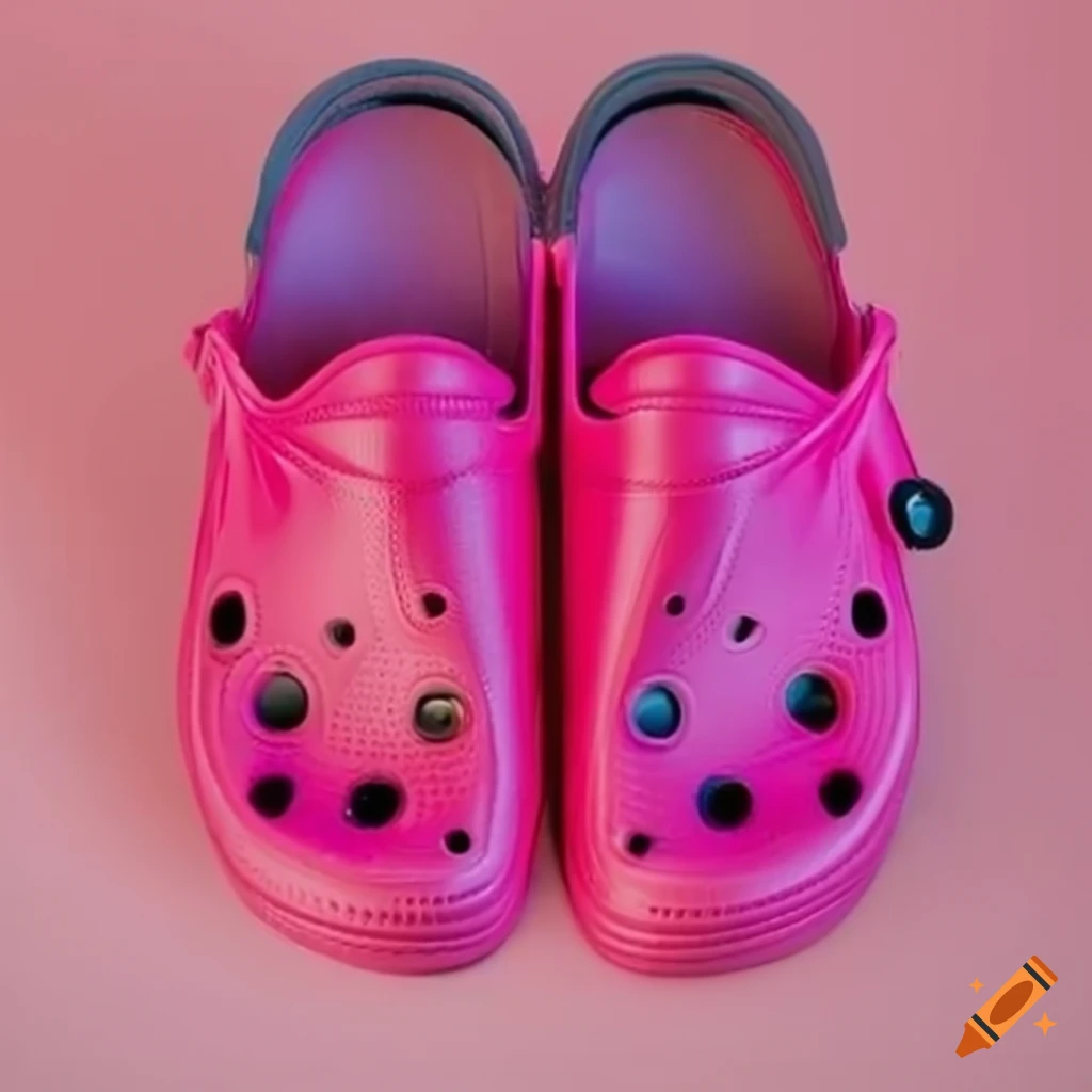 Pink crocs shoes with bright design