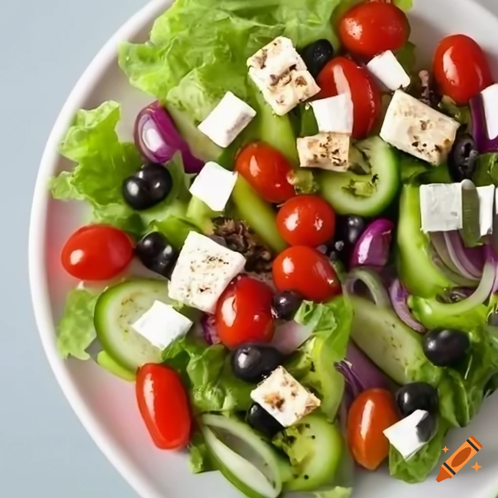 Greek salad with feta cheese and olives