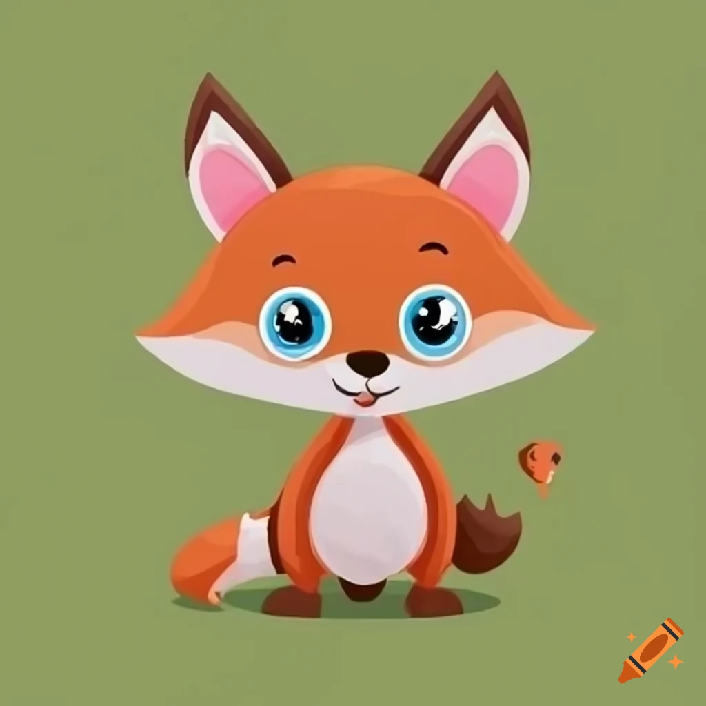 Cartoon baby fox with water dripping from her mouth lying in the woods on  Craiyon