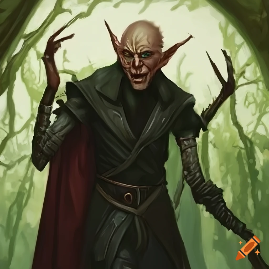 Artwork of a bald male elf in magic the gathering on Craiyon